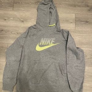 Nike Grey hoodie yellow neon letters XL